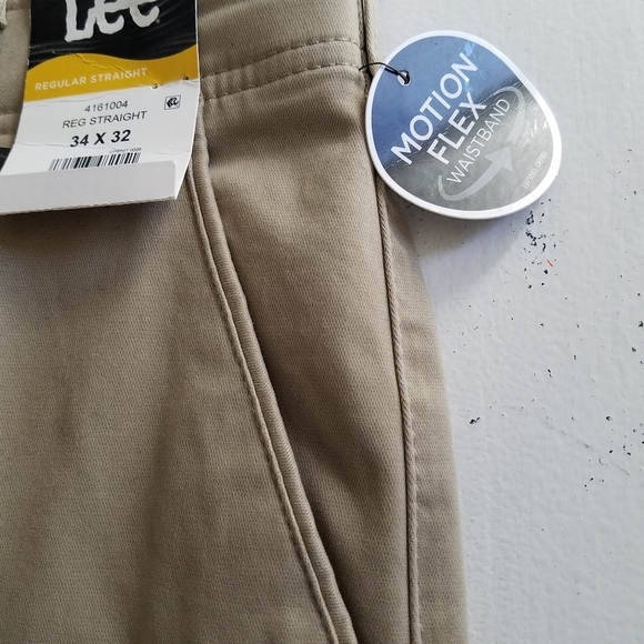 NWT Lee Khaki Pants Reg Straight Active Stretch Size 34x32 - Picture 4 of 6